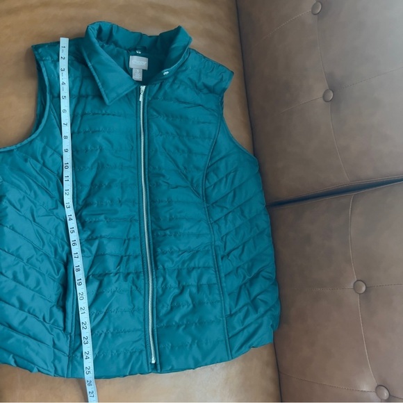 Chico’s Women’s Sz XL Sz 4 Green Lightweight Zip Up Quilted Vest - Picture 7 of 8